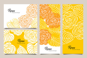 Roses template layout for wedding card, banner, brochure, packaging design etc. Sweet flower and leaf collection vector illustration