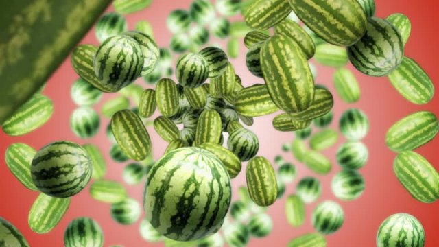 Falling WATERMELONS Background, Animation, Rendering, with Alpha Channel, 4k
