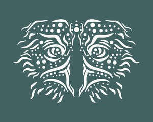 Ornamental tattoo bird head. Abstract hand drawn style