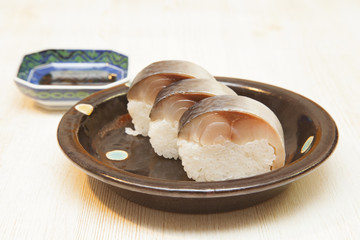 Fototapeta na wymiar Japnese mackerel Sushi