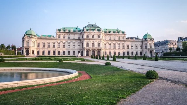 Hyperlapse time lapse sequence of Belvedere Palace in Vienna