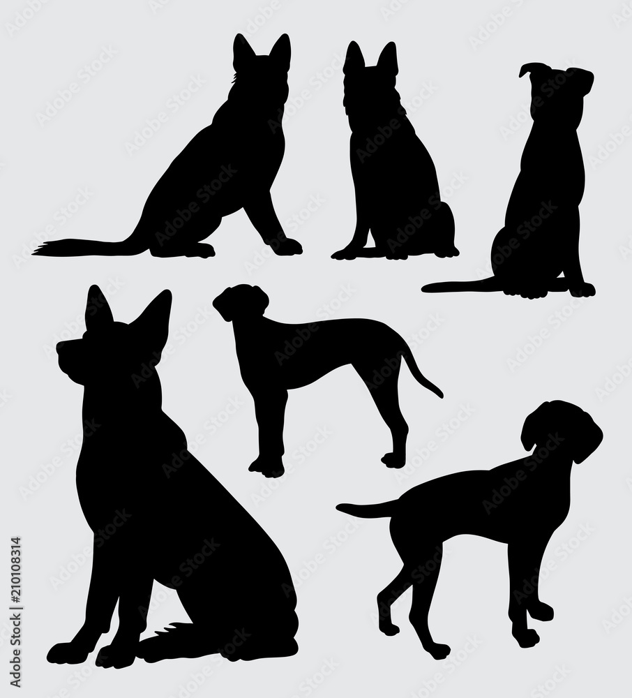 Sticker German shepherd and dalmatian dog silhouette.