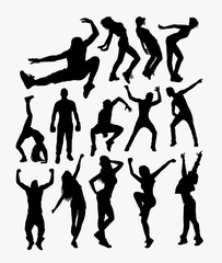 Free style people action silhouette. Good use for symbol, logo, web icon, mascot, sticker, or any design you want.