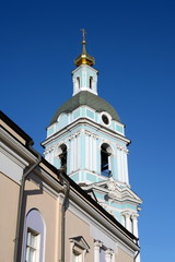 Fototapeta na wymiar The bell tower of the Church of the Trinity in Silversmiths in Moscow.