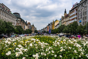 Wenceslas Square in Prague, Czech Republic