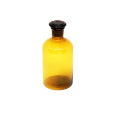 Short Bottle brown glass isolated on white background with clipping path.