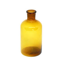 Short Bottle brown glass isolated on white background with clipping path.