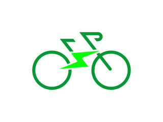 Electric sport bike bycicle e-bike icon with flash sign Modern ecological way of transportation and healthy lifestyle sign isolated on white background