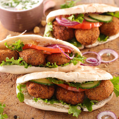 sandwich with vegetable and falafel