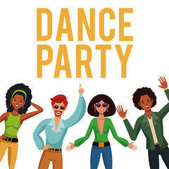 Dance party disco people cartoons vector illustration graphic design