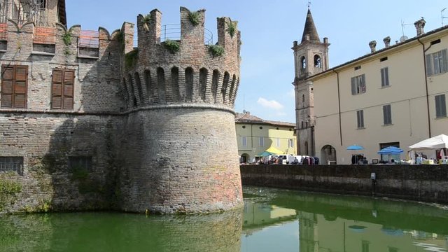 defensive fosse of Sanvitale Castel in the city of Fontanellato, Parma, Italy