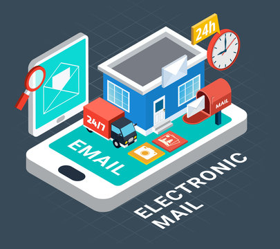 Electronic Mail Isometric Composition