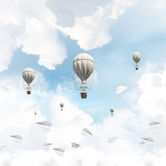 Fototapeta na wymiar Flying hot air balloons in the air.