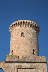 Fototapeta na wymiar Old fortified castle high above Palma in Majorca