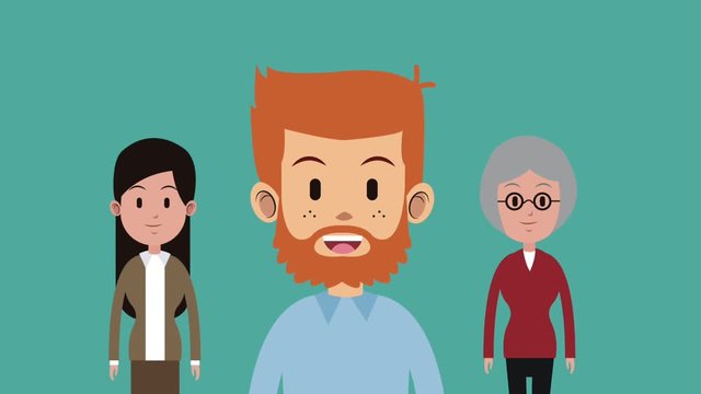 People over blue background cartoon High definition colorful animation scenes