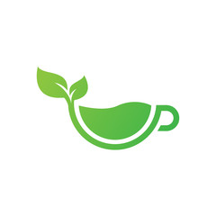 Green tea green coffee natural herb organic health logo or icon design