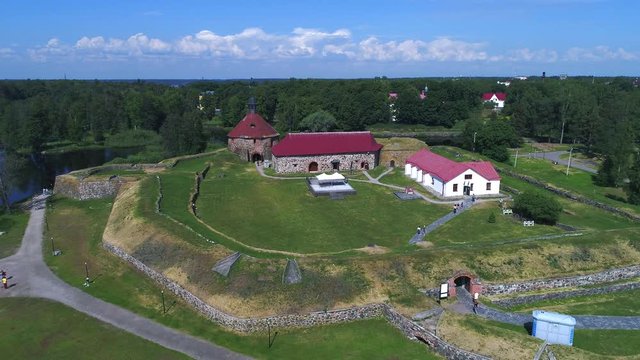 Fortress Korela June day (aerial). Priozersk, Russia