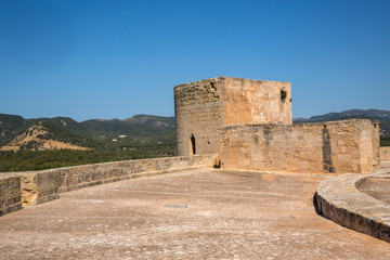 Old fortified castle high above Palma in Majorca