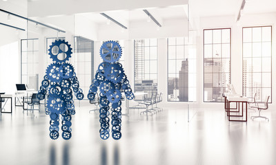 Concept of cooperation or maybe family with two figures presenti