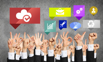 Set of hand gestures and icons