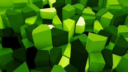 3d render abstract background. Geometry shapes that goes up and down. Random forms.