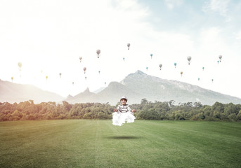 Young boy keeping mind conscious.