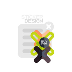 Flat design cross shape geometric sticker icon, paper style design with buy now sample text, for business or web presentation, app or interface buttons