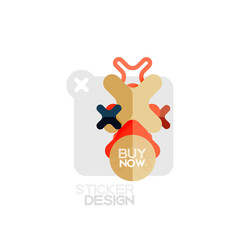 Flat design cross shape geometric sticker icon, paper style design with buy now sample text, for business or web presentation, app or interface buttons