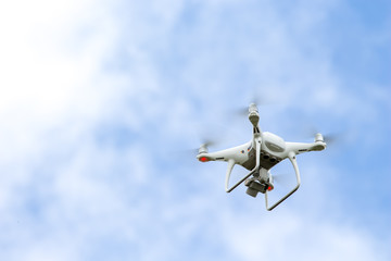 Drone with digital camera. Flying camera take a photo and video.
