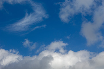 Blue sky with white clouds.