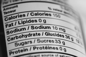 Close up of Nutritional Information