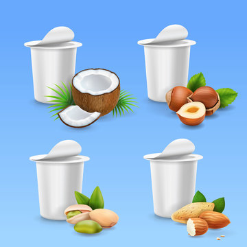 Yogurt package Nuts set Hazelnut, pistachio, almond, coconut