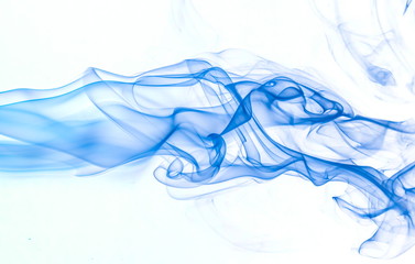 Blue smoke on white background