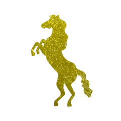 Vector Golden Horse Silhouette, Gold Texture, Background Illustration.