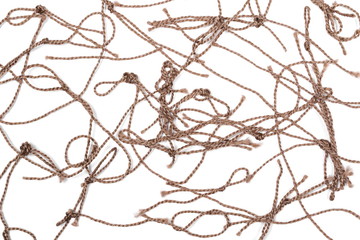String, rope isolated on white background texture, top view