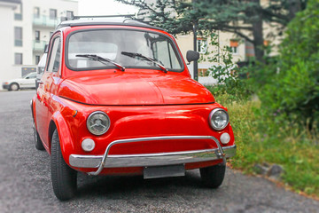 Small old retro red Italian car