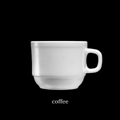 cup, Minimalism, art, white, coffee, black background, poster, b