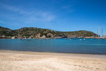 Fototapeta na wymiar A view in Port Soller in Majorca