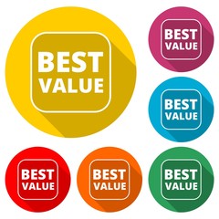 Best Value icon, color icon with long shadow