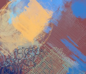 Abstract painting on canvas. Hand made art. Colorful texture. Modern artwork. Strokes of fat paint. Brushstrokes. Contemporary art. Artistic background image.