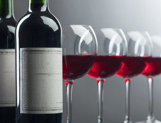 Bottles and glasses of red wine