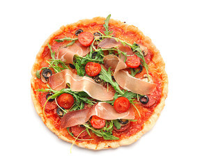 Tasty pizza on white background