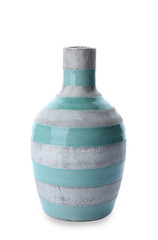 Ceramic vase on white background