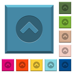 Chevron up engraved icons on edged square buttons