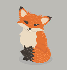 Obraz premium Pretty Red Fox Sitting Illustration