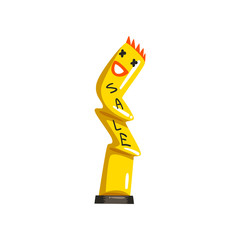 Yellow inflatable tube man for sales and advertising vector Illustrations on a white background