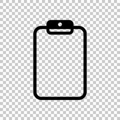 Tablet with paper. On transparent background.