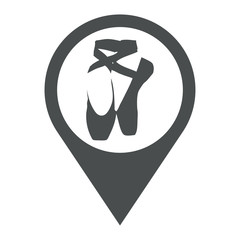 Icono plano localizacion zapatillas ballet en espacio negativo gris