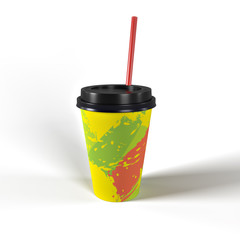 Isolated paper cup with shadow and white background, 3D rendering