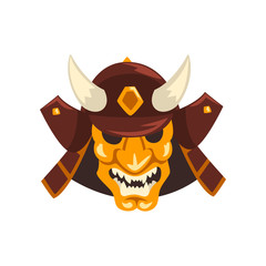 Japanese Samurai awesome mask and helmet vector Illustration on a white background